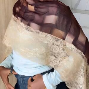 Lace hijab in brown